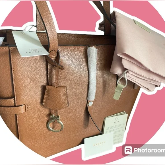 Radley London NWT Leather Shoulder Bag & Dust Bag Lg Abington Road Tan - Picture 16 of 16